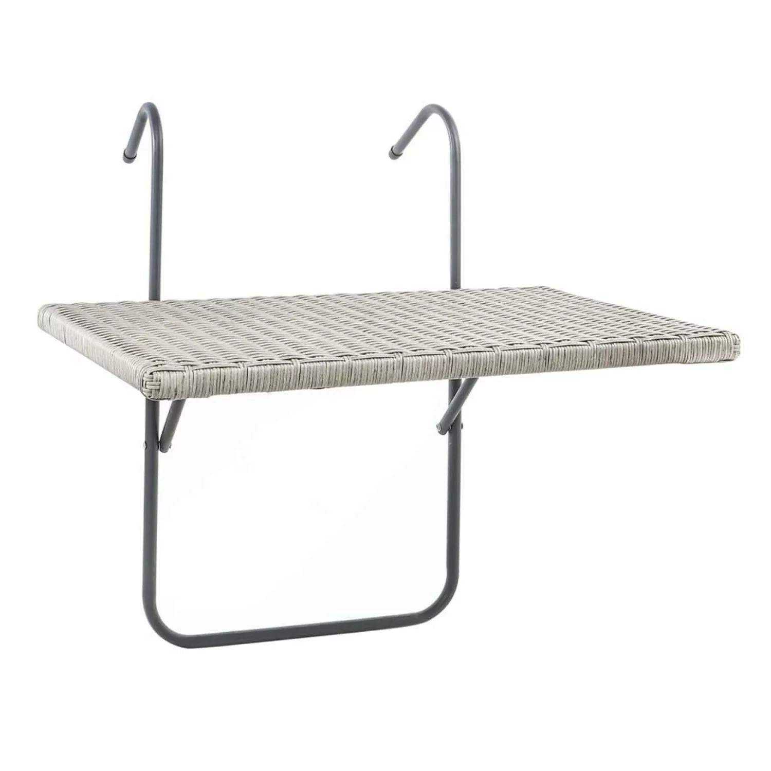 HI Balkon-Klapptisch mit Platte in Rattan-Optik 60x40 cm Grau günstig online kaufen