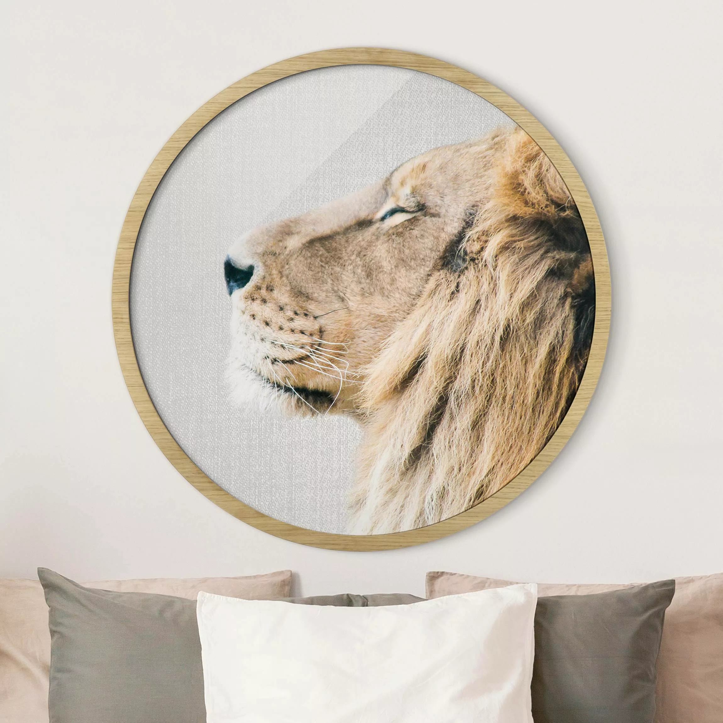 Rundes Gerahmtes Bild Löwe Leopold günstig online kaufen