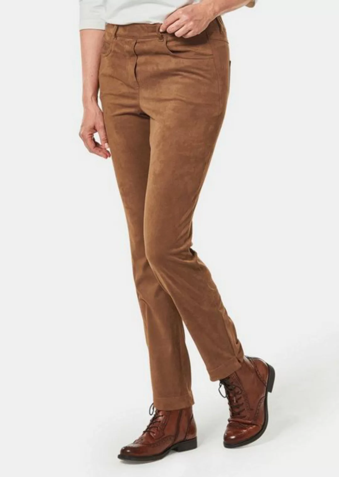 GOLDNER Stoffhose Bi-elastische Hose in superweichem Veloursleder-Look günstig online kaufen