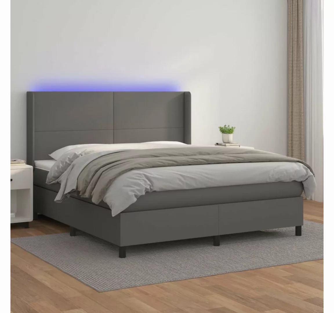 vidaXL Boxspringbett Boxspringbett mit Matratze und LED Kunstleder (160 x 2 günstig online kaufen