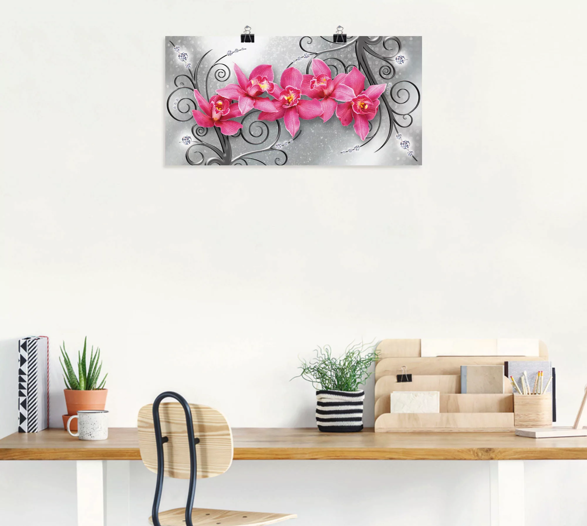 Artland Wandbild »rosa Orchideen auf Ornamenten«, Blumenbilder, (1 St.), al günstig online kaufen