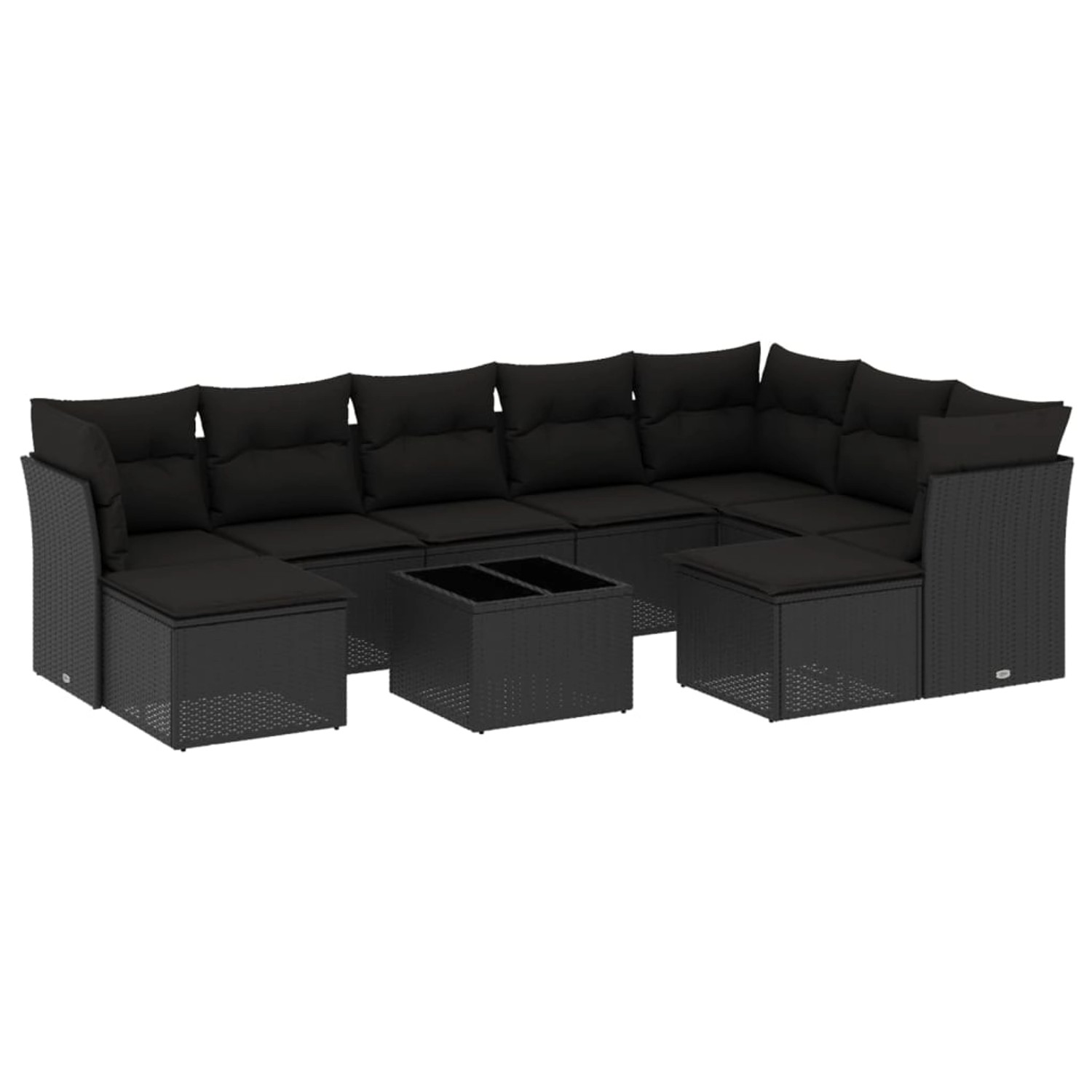 vidaXL 10-tlg Garten-Sofagarnitur mit Kissen Schwarz Poly Rattan Modell 61 günstig online kaufen