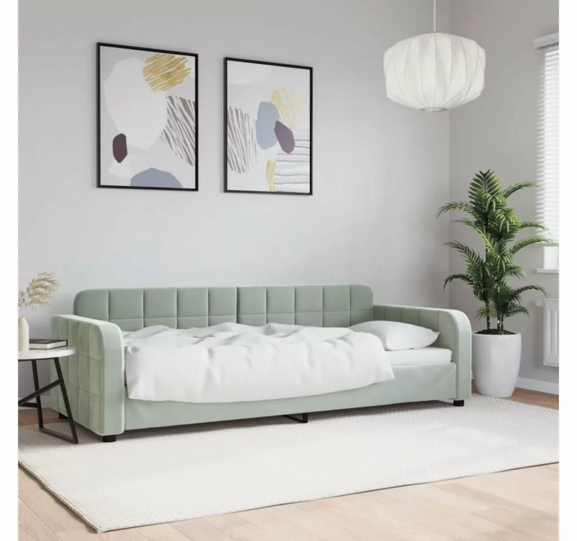 vidaXL Gästebett Tagesbett Hellgrau 80x200 cm Samt Gästebett Gästecouch Gäs günstig online kaufen