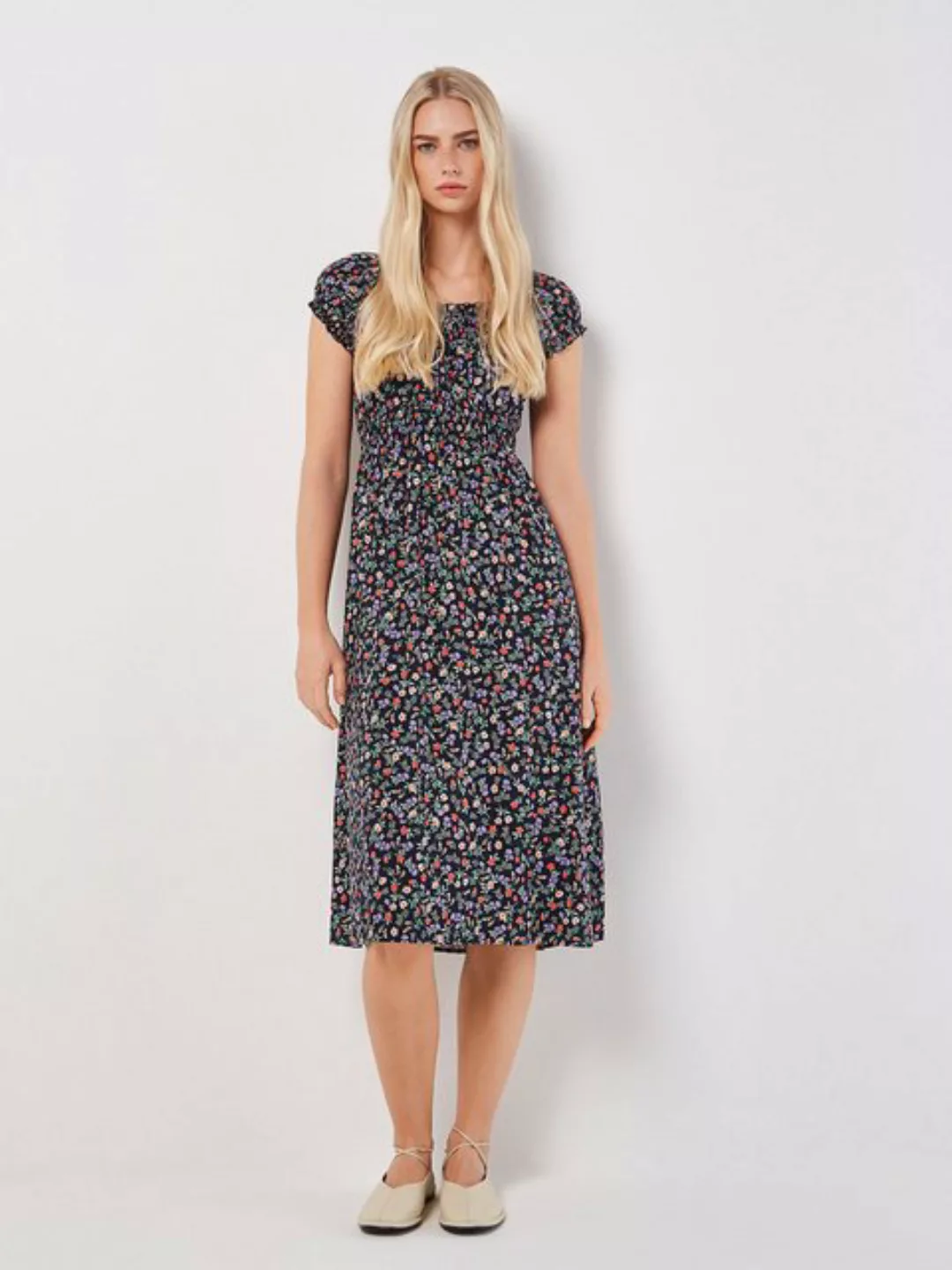 Apricot Midikleid Garden Floral Milkmaid Dress, mit gesmokter Taille günstig online kaufen