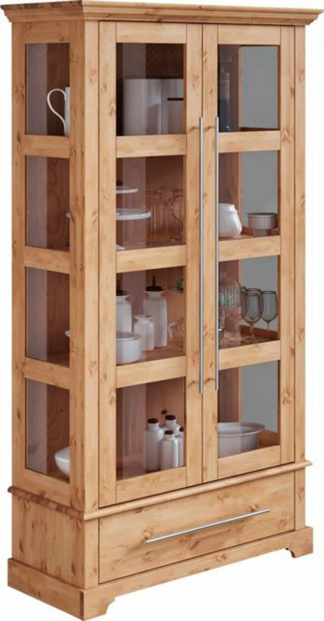 Home affaire Vitrine Meliss Höhe 169 cm, Breite 94 cm, 2-türig, Kiefer mass günstig online kaufen