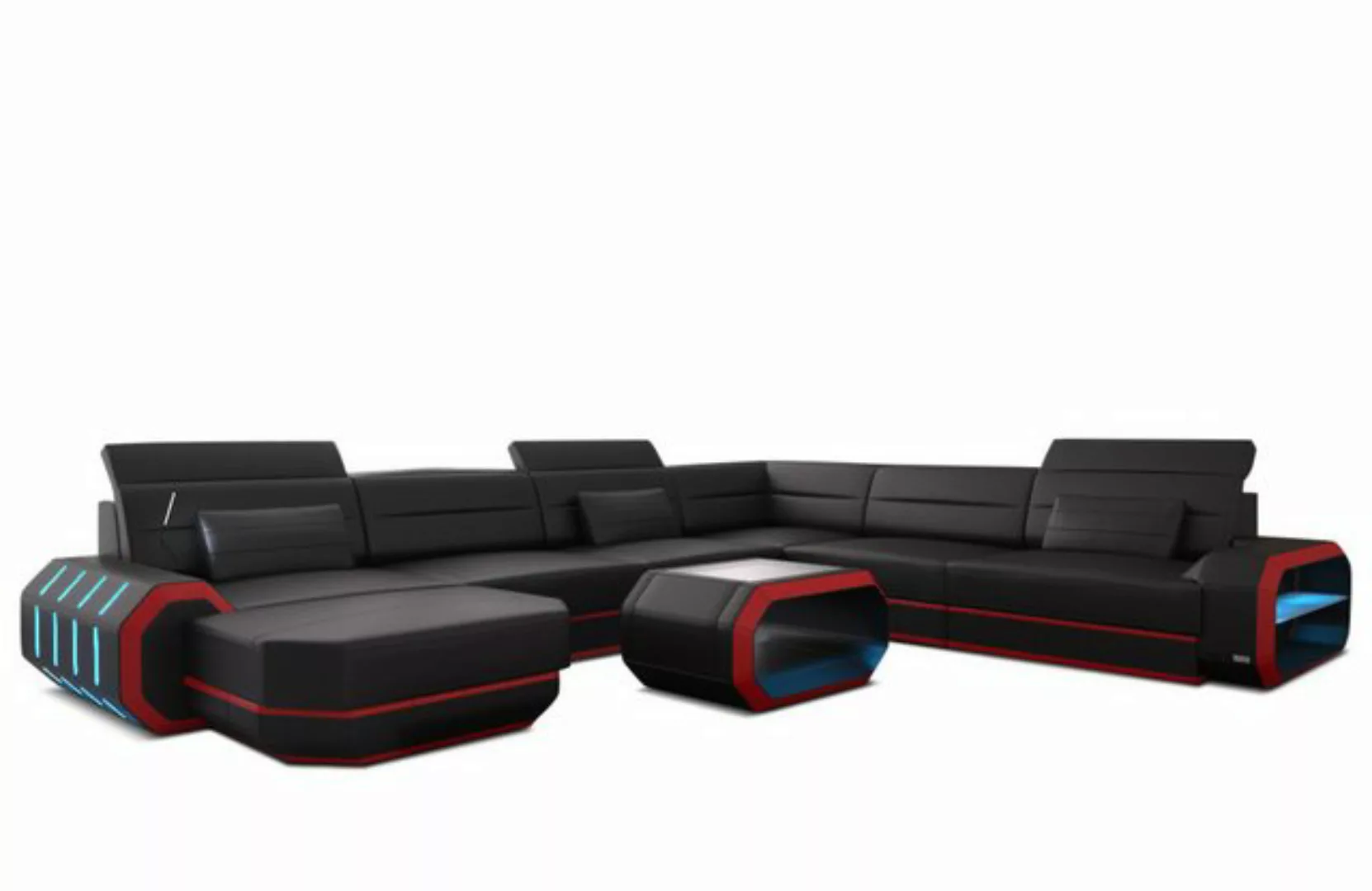 Sofa Dreams Wohnlandschaft Ledercouch Leder Sofa Roma XXL U Form Ledersofa, günstig online kaufen