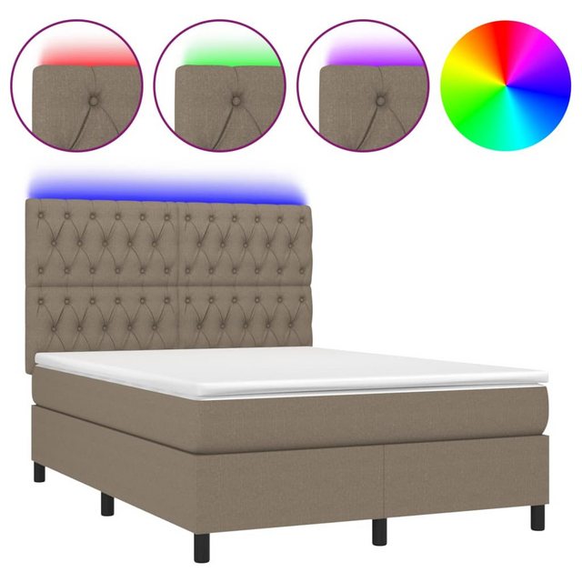 vidaXL Boxspringbett Bett Boxspringbett mit Matratze & LED Stoff (140 x 200 günstig online kaufen