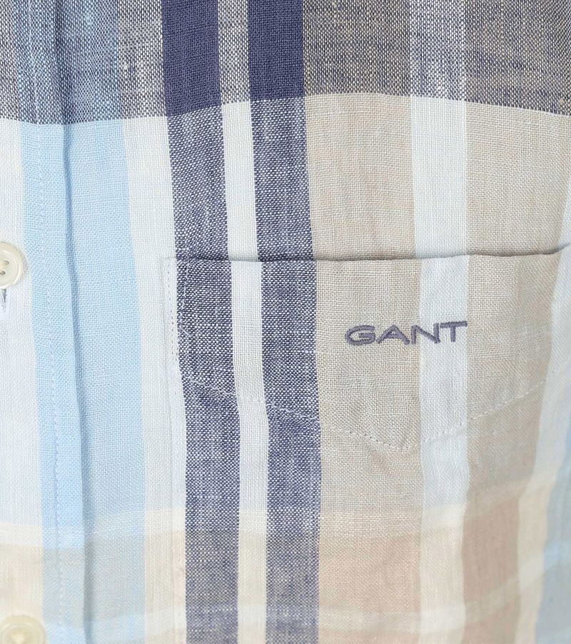 Gant Short Sleeve Hemd Leinen Karos Blau  - Größe 3XL günstig online kaufen