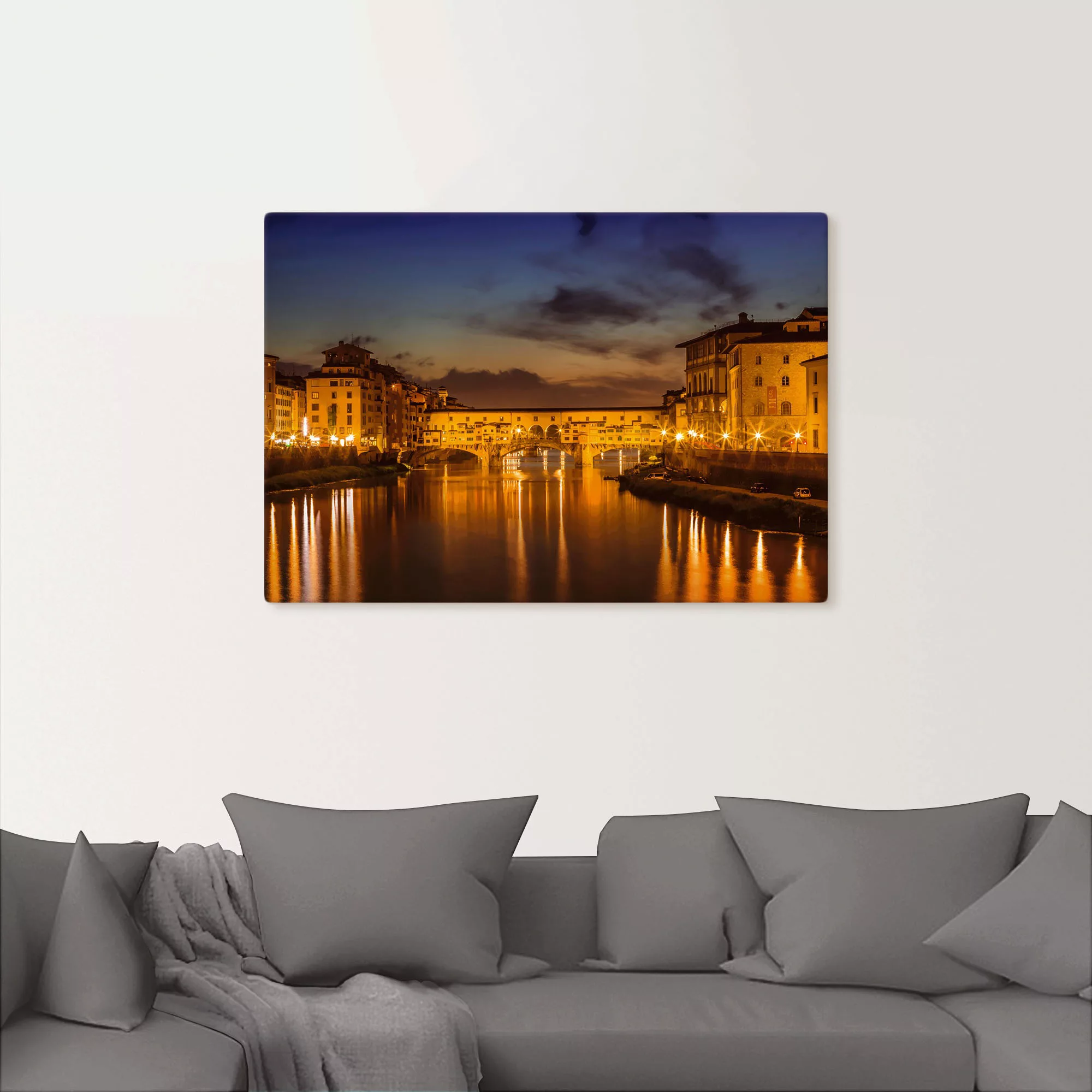 Artland Wandbild "FLORENZ Ponte Vecchio am Abend", Florenz, (1 St.), als Al günstig online kaufen