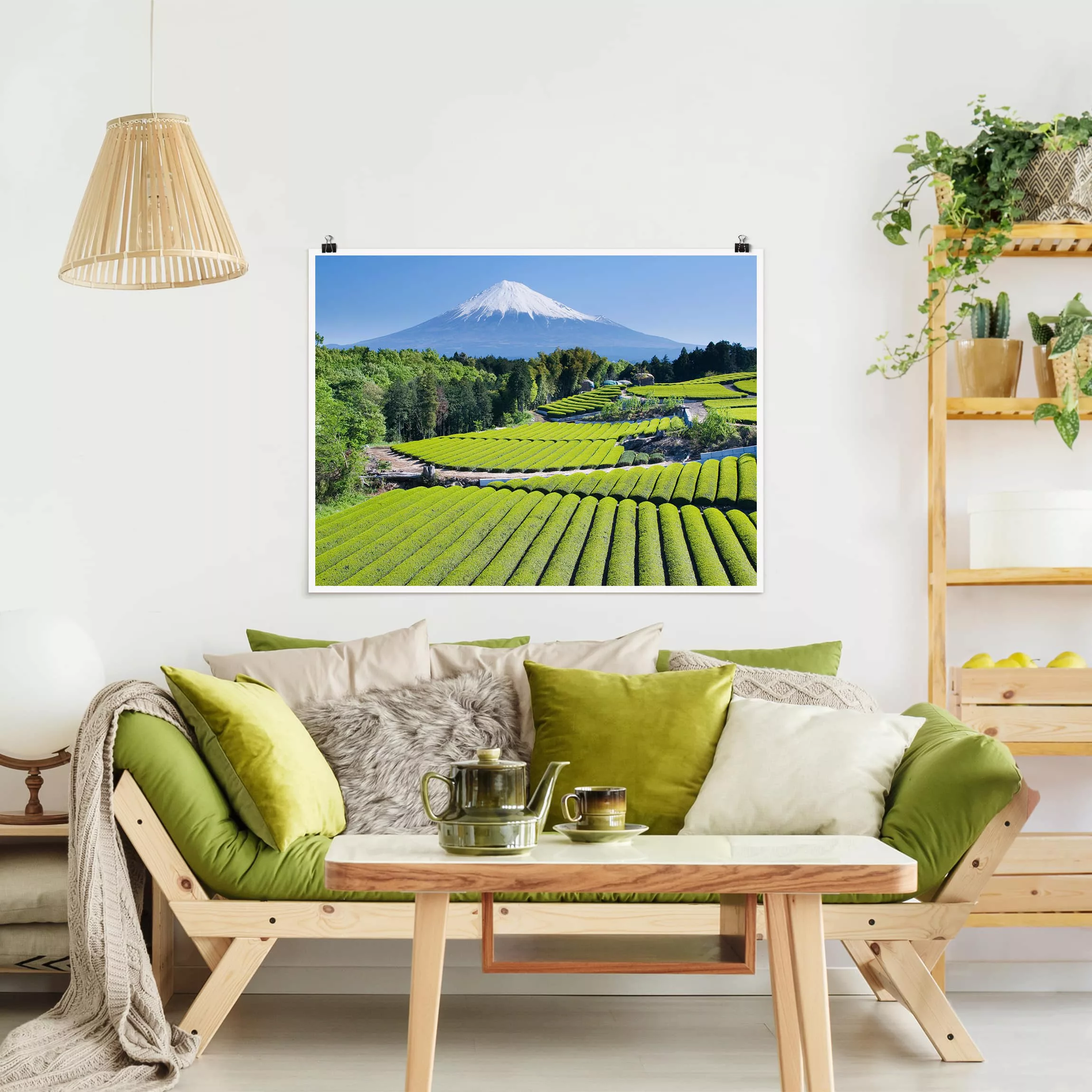 Poster Natur & Landschaft - Querformat Teefelder vor dem Fuji günstig online kaufen