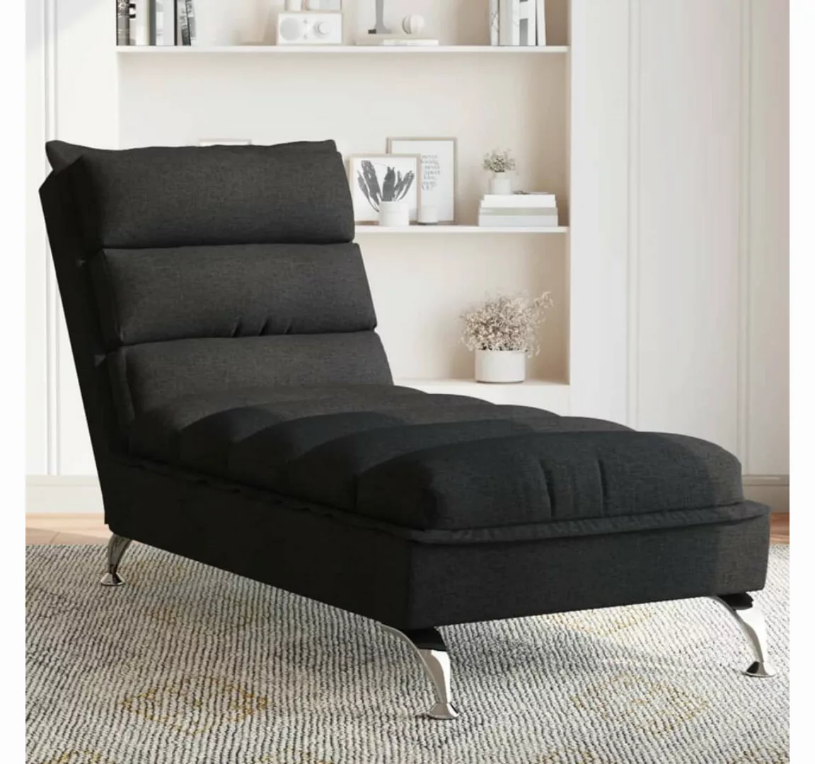 vidaXL Chaiselongue Chaiselongue mit Kissen Schwarz Stoff, 1 Teile günstig online kaufen