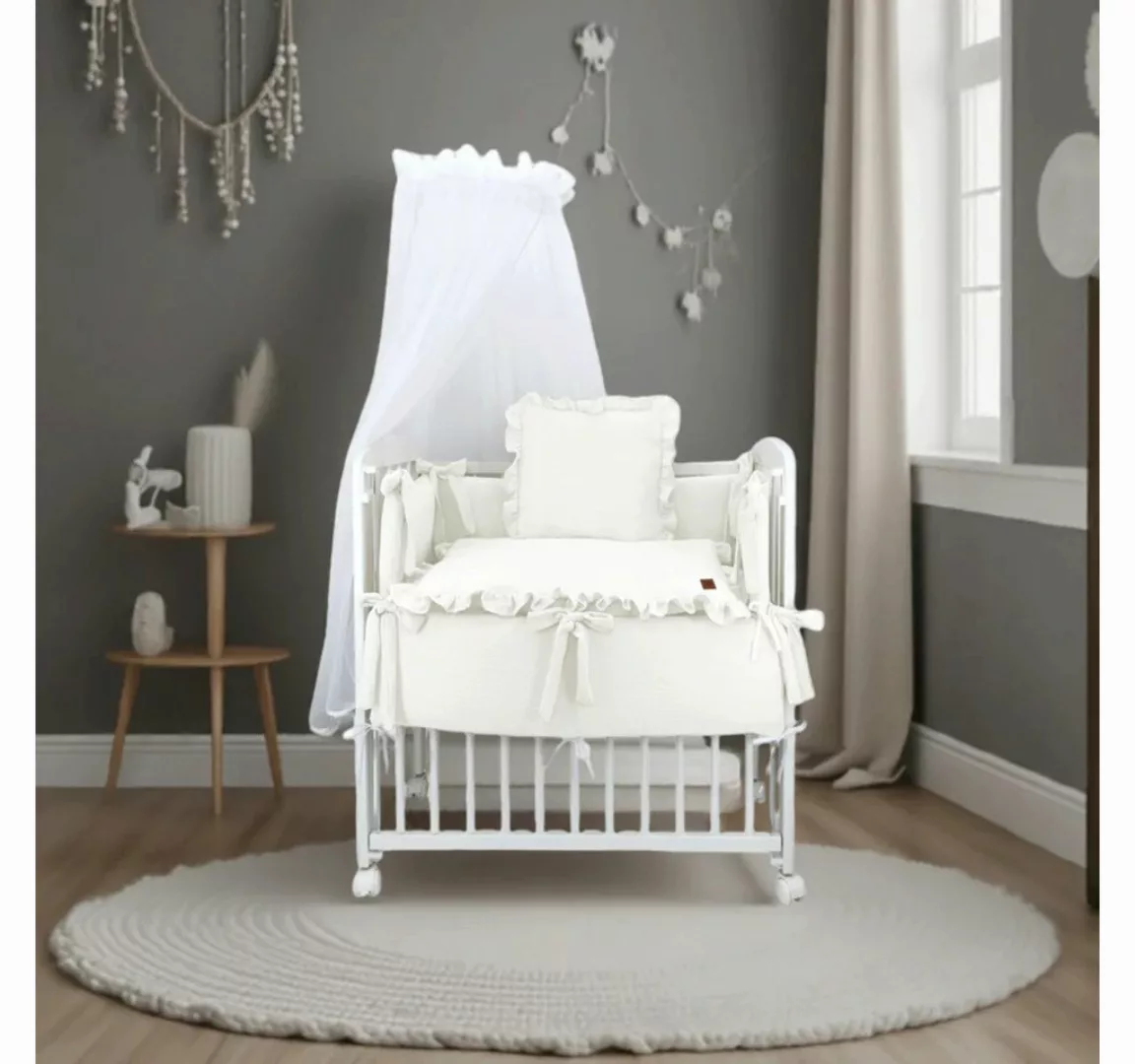 Babyhafen Beistellbett Stubenwagen Musselin Beige Ecru Babybett Zustellbett günstig online kaufen