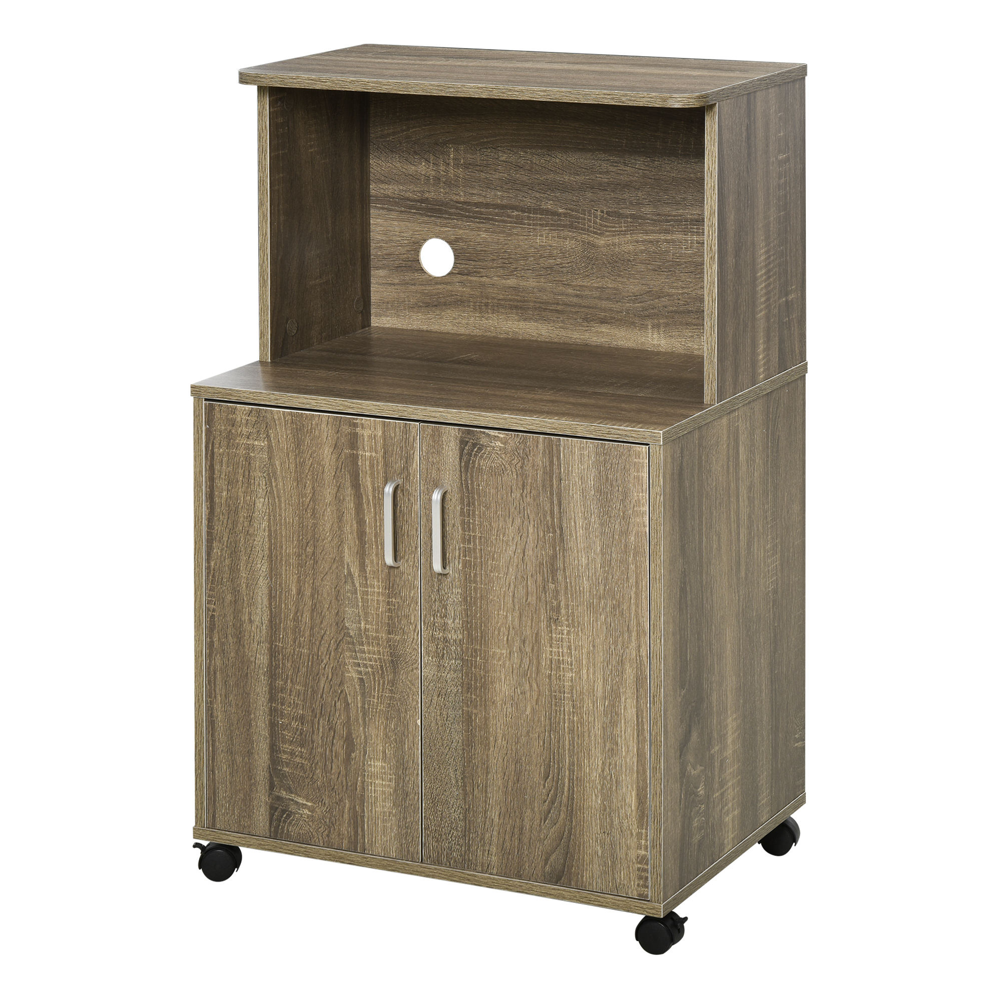 HOMCOM Mikrowellenwagen mit Doppeltürschrank - Maße: 60,4B x 40,3T x 97H cm günstig online kaufen