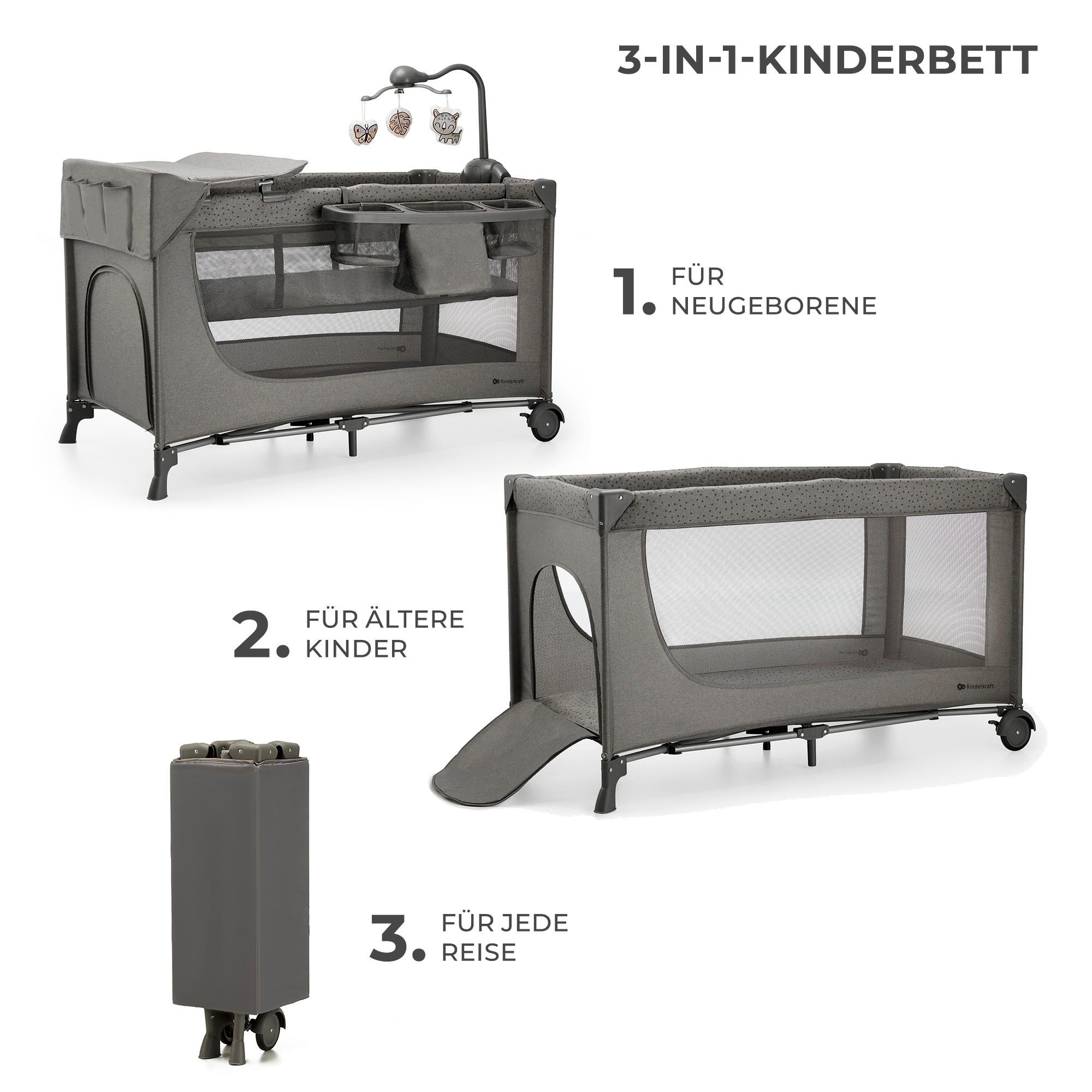 Kinderkraft Baby-Reisebett »JOY 2 mit Zubehör« günstig online kaufen