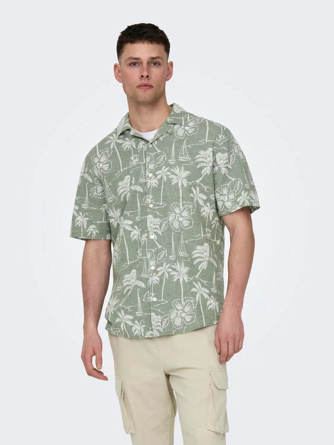 ONLY & SONS Hawaiihemd "ONSCAIDEN SS RESORT AOP LINEN SHIRT NOOS" günstig online kaufen