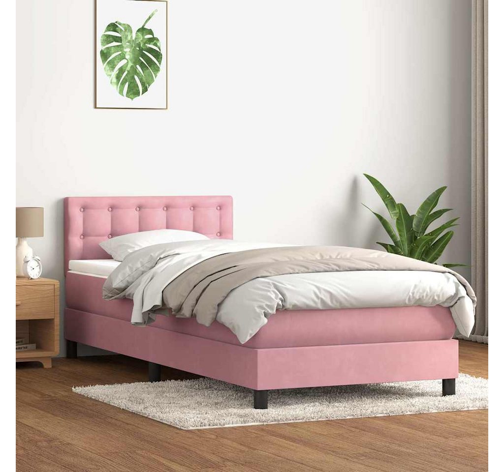 vidaXL Boxspringbett, Boxspringbett mit Matratze Rosa 90x210 cm Samt günstig online kaufen