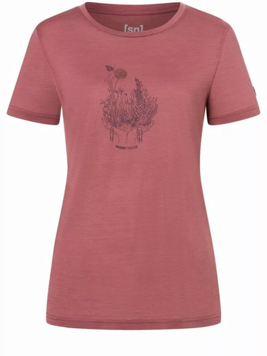 SUPER.NATURAL T-Shirt für Damen, Merino FLOWERHANDS Blumen Motiv, bunt, cas günstig online kaufen