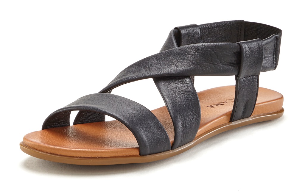 LASCANA Sandale "Sommerschuh", aus Leder mit raffinierten Riemchen, Sandale günstig online kaufen