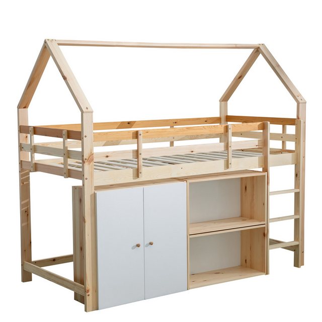 NMonet Hochbett Kinderbett Etagenbett 90x200cm Hausbett aus Massivholz, mit günstig online kaufen