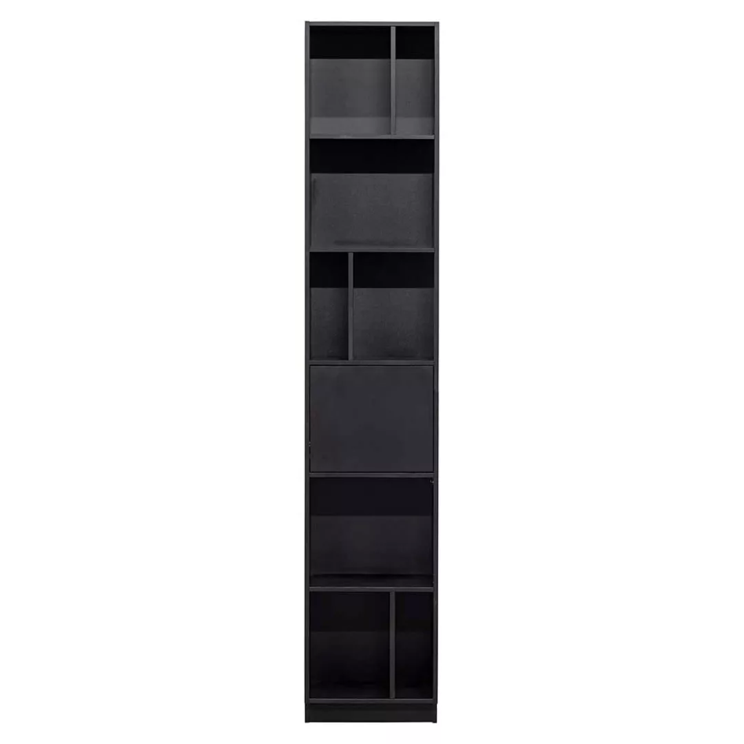 Schwarzes Bücher Regal in modernem Design 210 cm hoch - 40 cm breit günstig online kaufen