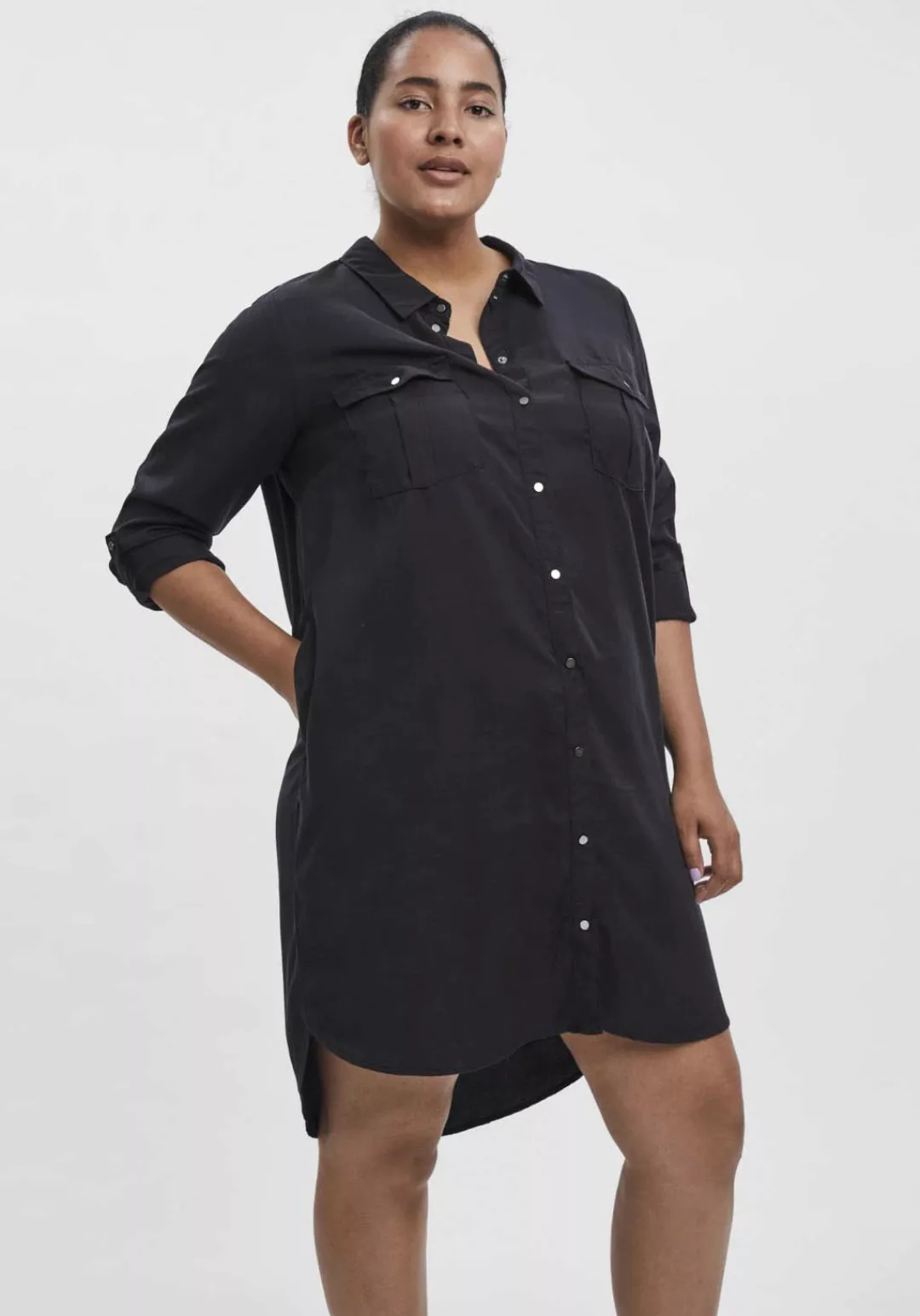Vero Moda Curve Jeanskleid "VMSILA LS SHORT DRESS MIX GA CURVE NOOS" günstig online kaufen