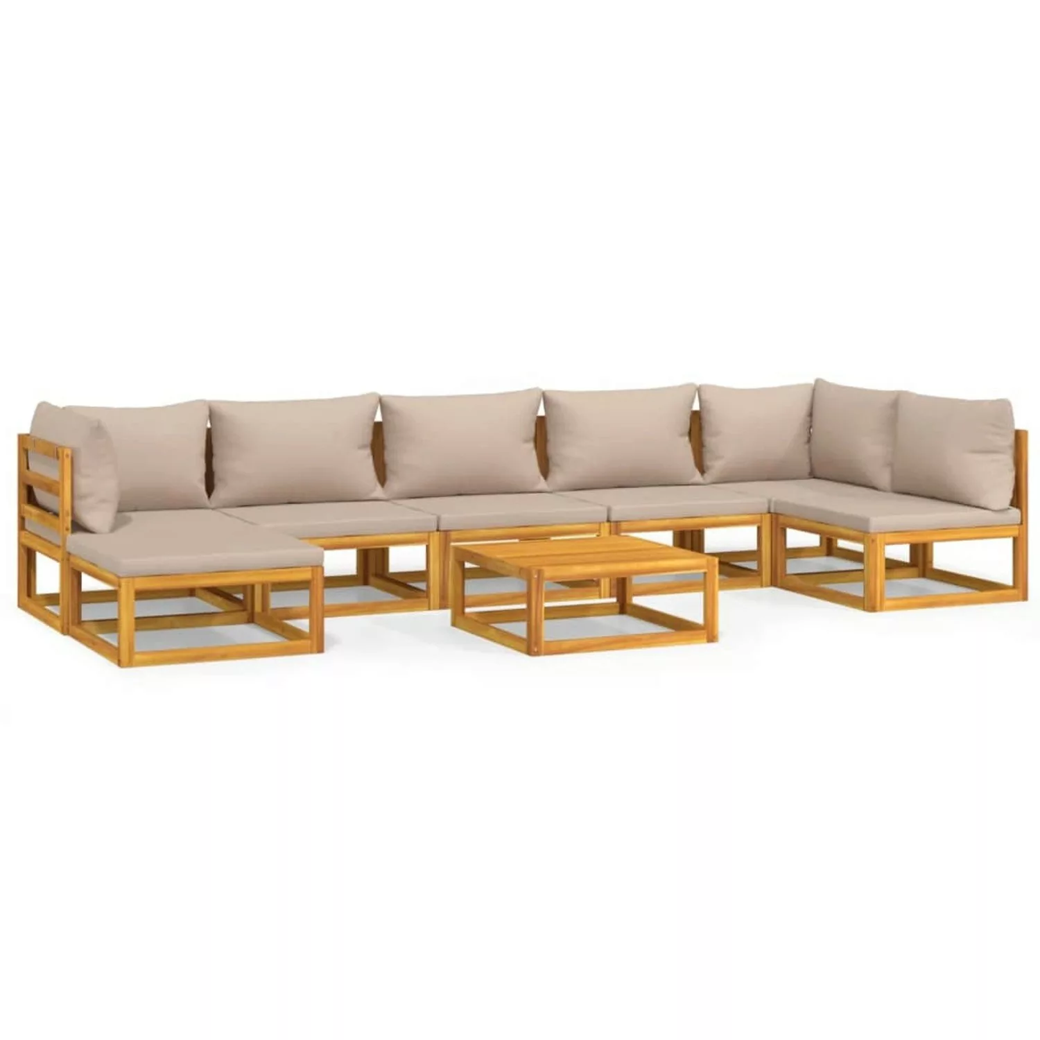 Vidaxl 8-tlg. Garten-lounge-set Mit Taupe Kissen Massivholz günstig online kaufen