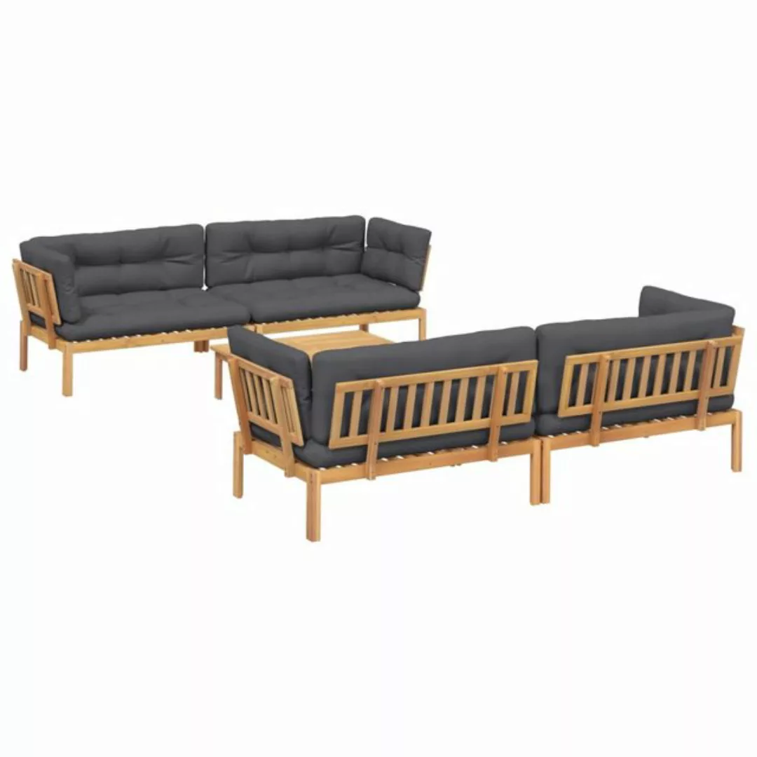 vidaXL Loungesofa 5-tlg. Garten-Sofagarnitur aus Paletten mit Kissen Akazie günstig online kaufen