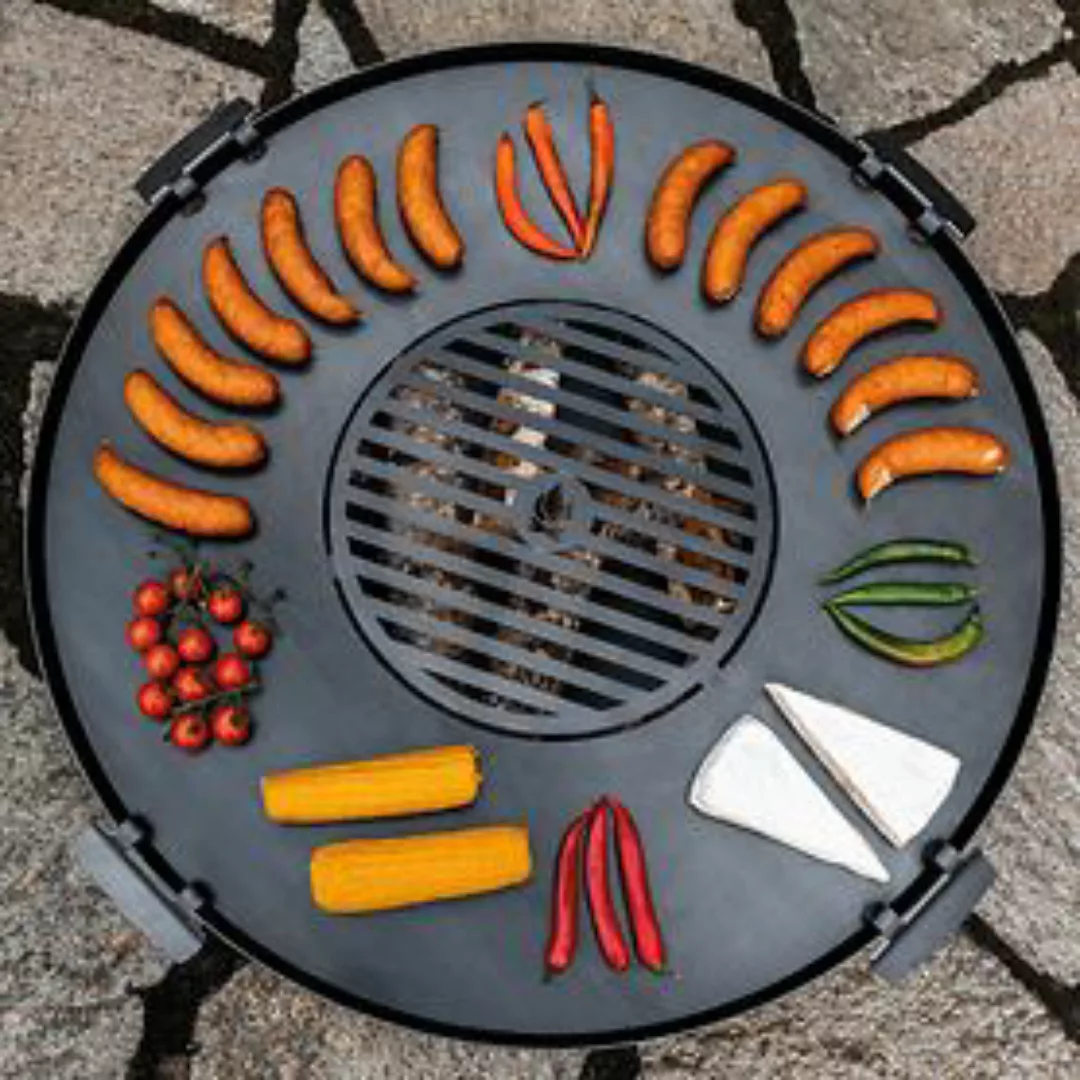 CookKing Grillplatte Stahl mit Grillrost für Feuerschalen Ø 78 cm Schwarz günstig online kaufen