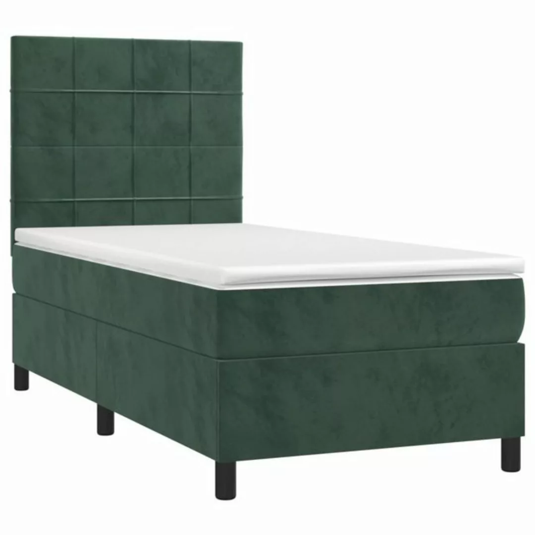 vidaXL Bett Boxspringbett mit Matratze Dunkelgrün 100x200 cm Samt günstig online kaufen