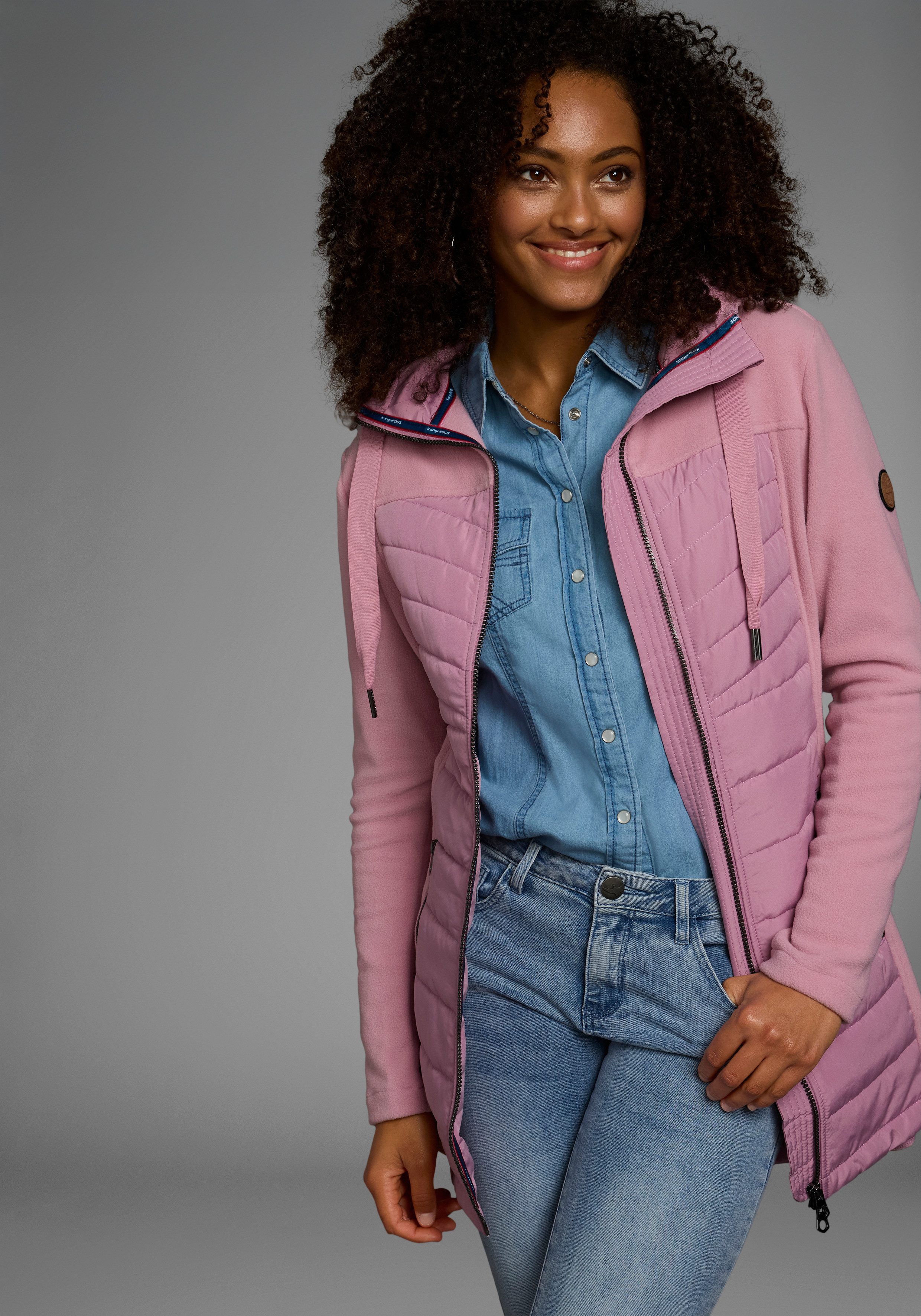 KangaROOS Langjacke, mit Kapuze, Hybridjacke - Fleecejacke mit wattierten B günstig online kaufen