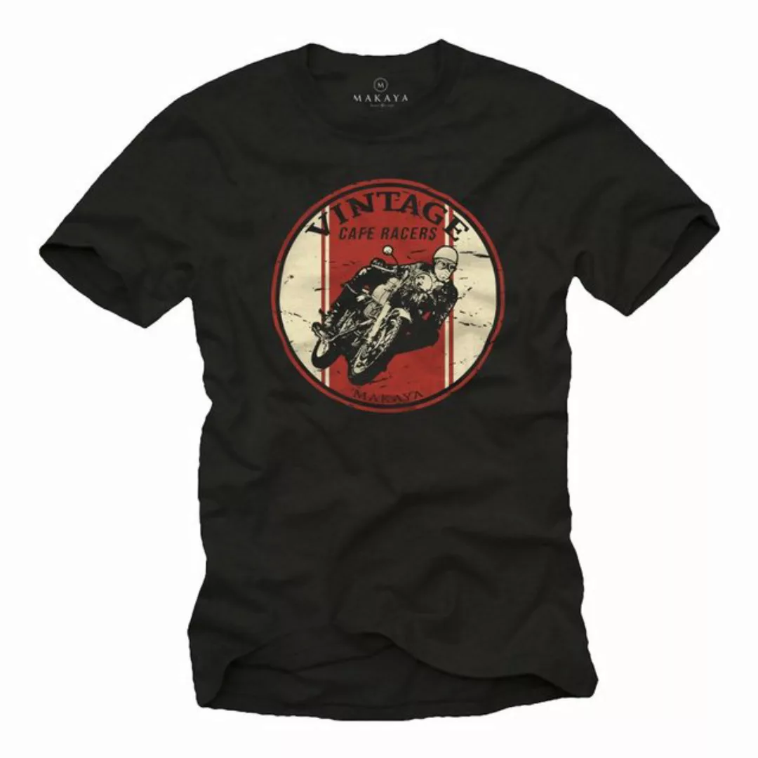 MAKAYA T-Shirt Herren Vintage Biker Motiv Aufdruck Racer Motorrad Bekleidun günstig online kaufen