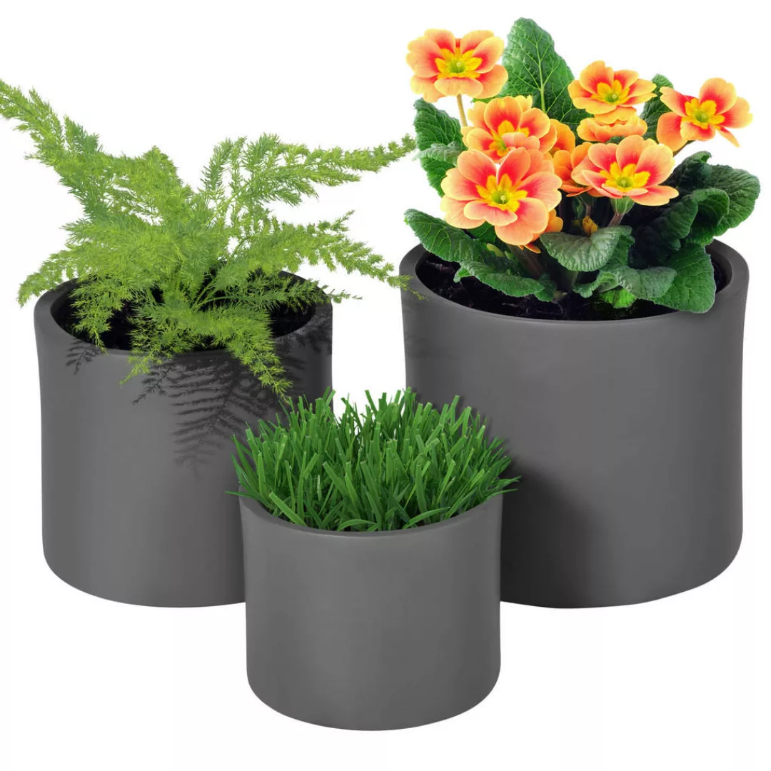 Outsunny Pflanztöpfe 3er-Set  Runde Blumentöpfe mit Ablaufloch, in 3 Größen günstig online kaufen