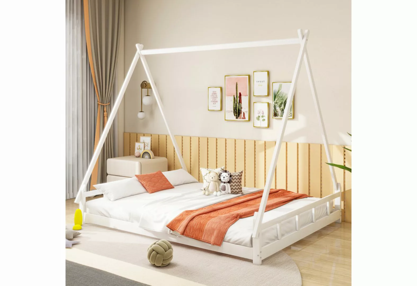 Flieks Kinderbett, Massivholzbett Jugendbett 140x200cm mit Zelt Design günstig online kaufen