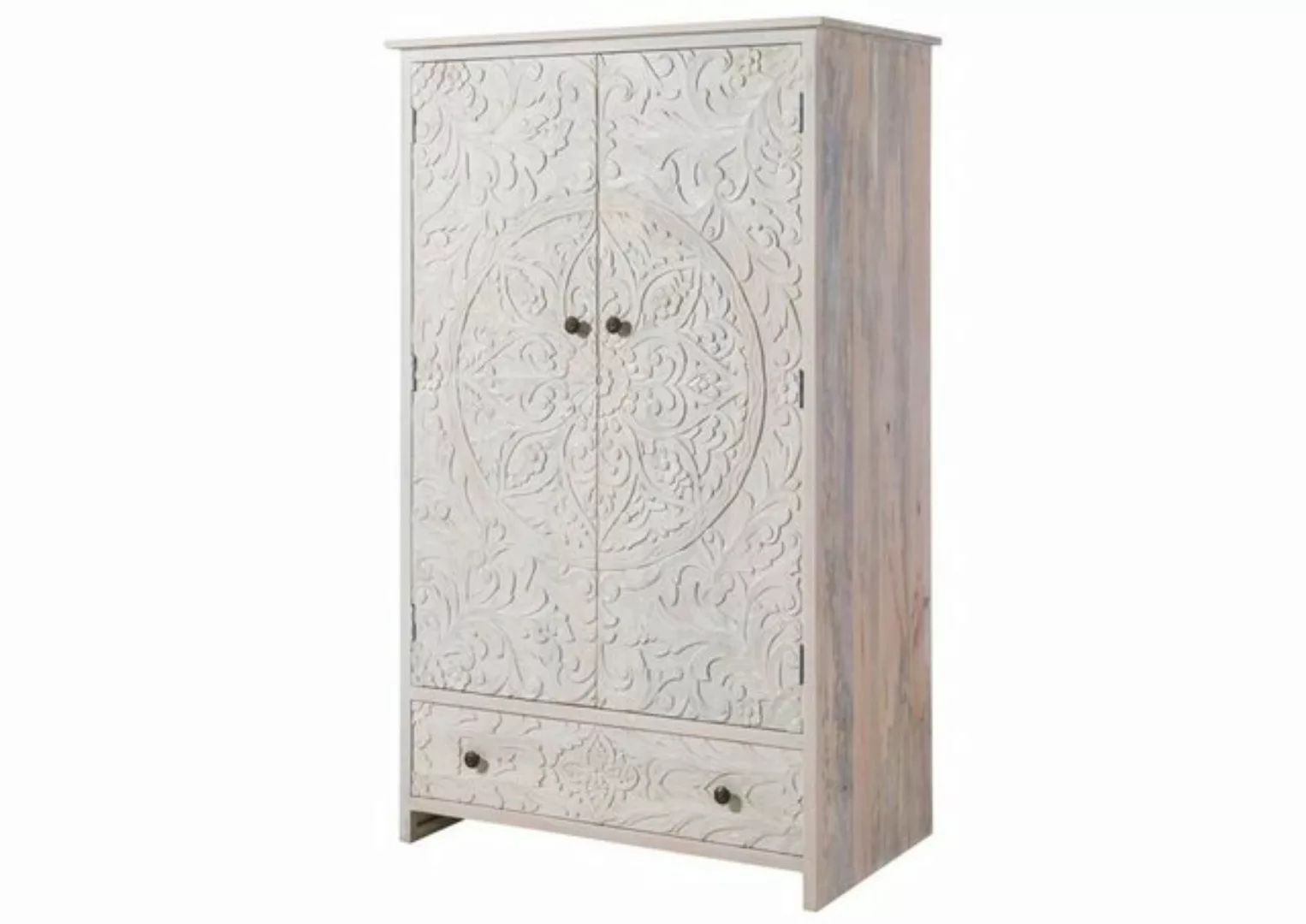 Massivmoebel24 Kleiderschrank (Kleiderschrank Mango 108x64x180 weiß geölt K günstig online kaufen