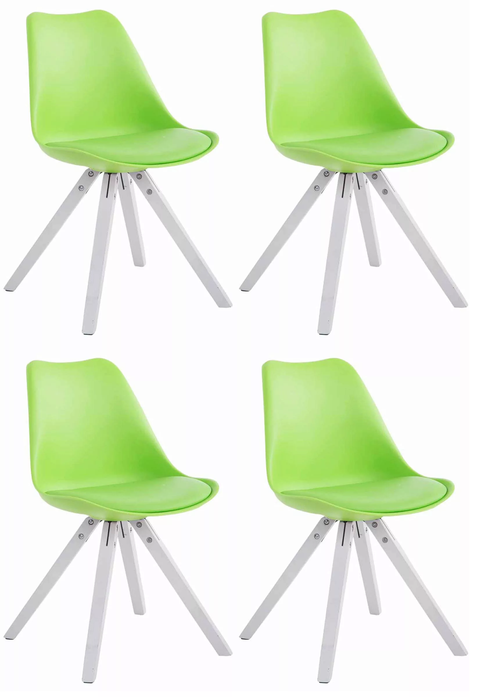 4er Set Stühle Toulouse Kunstleder Weiß Square Grün günstig online kaufen