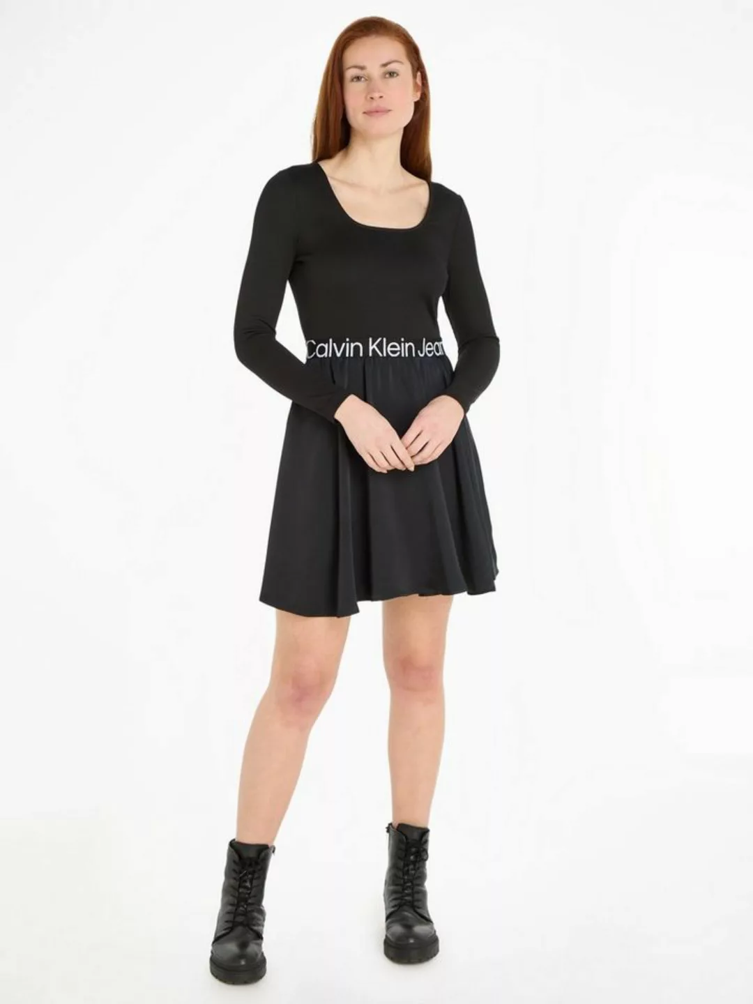 Calvin Klein Jeans Blusenkleid LOGO ELASTIC LS DRESS günstig online kaufen