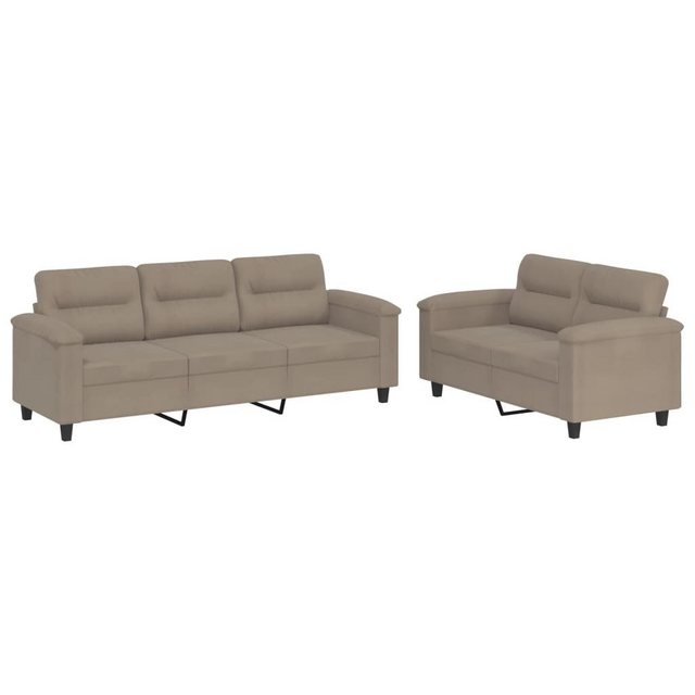 vidaXL Sofa 2-tlg. Sofagarnitur mit Kissen Taupe Mikrofasergewebe günstig online kaufen