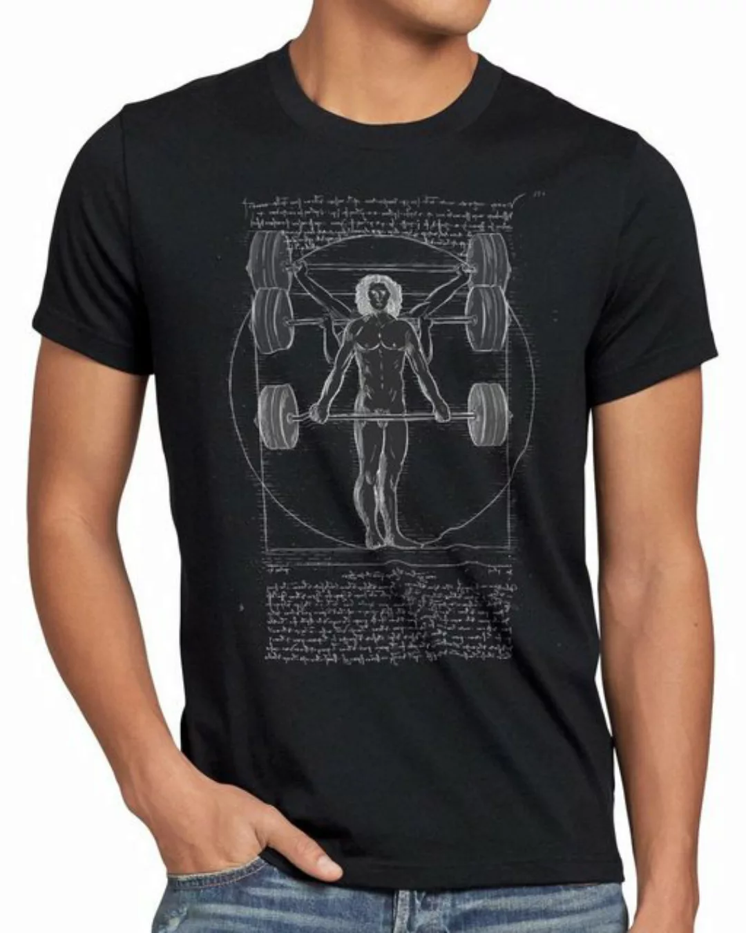 style3 Print-Shirt Herren T-Shirt Vitruvianischer Mensch mit Langhantel kre günstig online kaufen