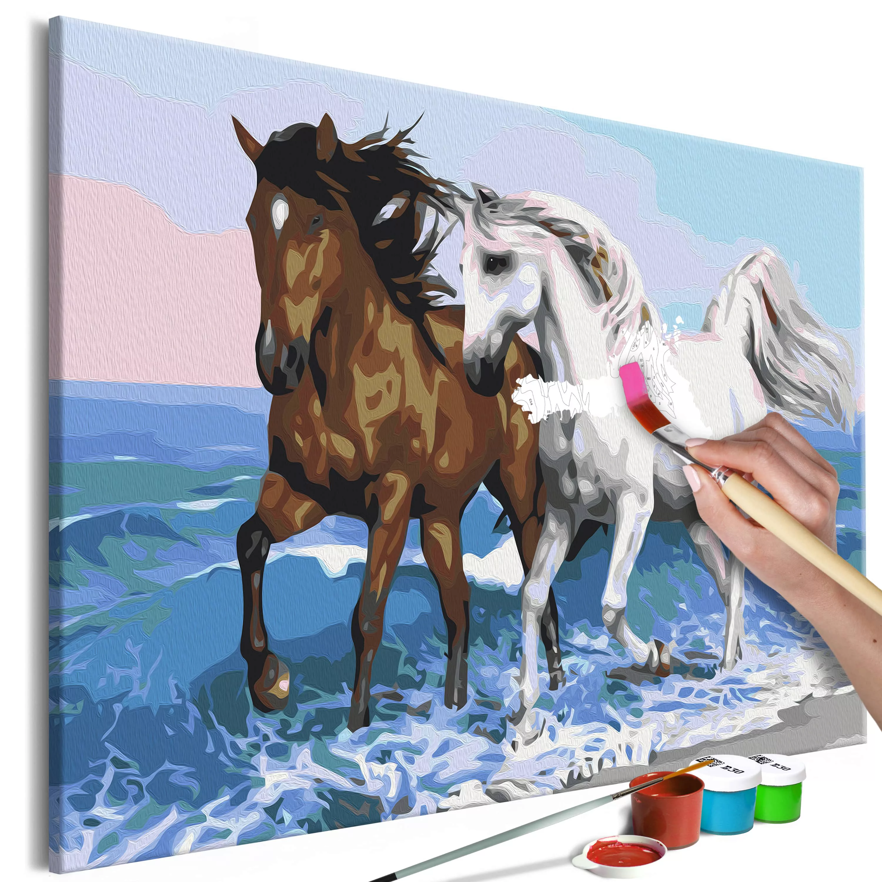 Malen nach Zahlen - Horses at the Seaside günstig online kaufen