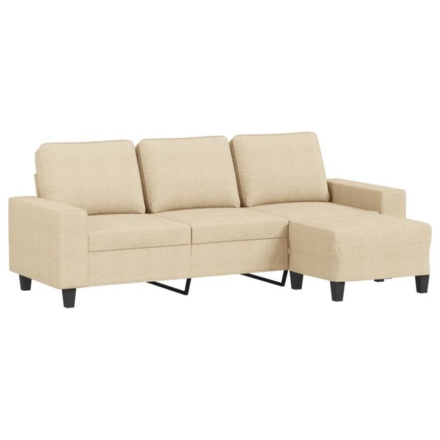 vidaXL Sofa 3-Sitzer-Sofa mit Hocker Creme 180 cm Stoff günstig online kaufen