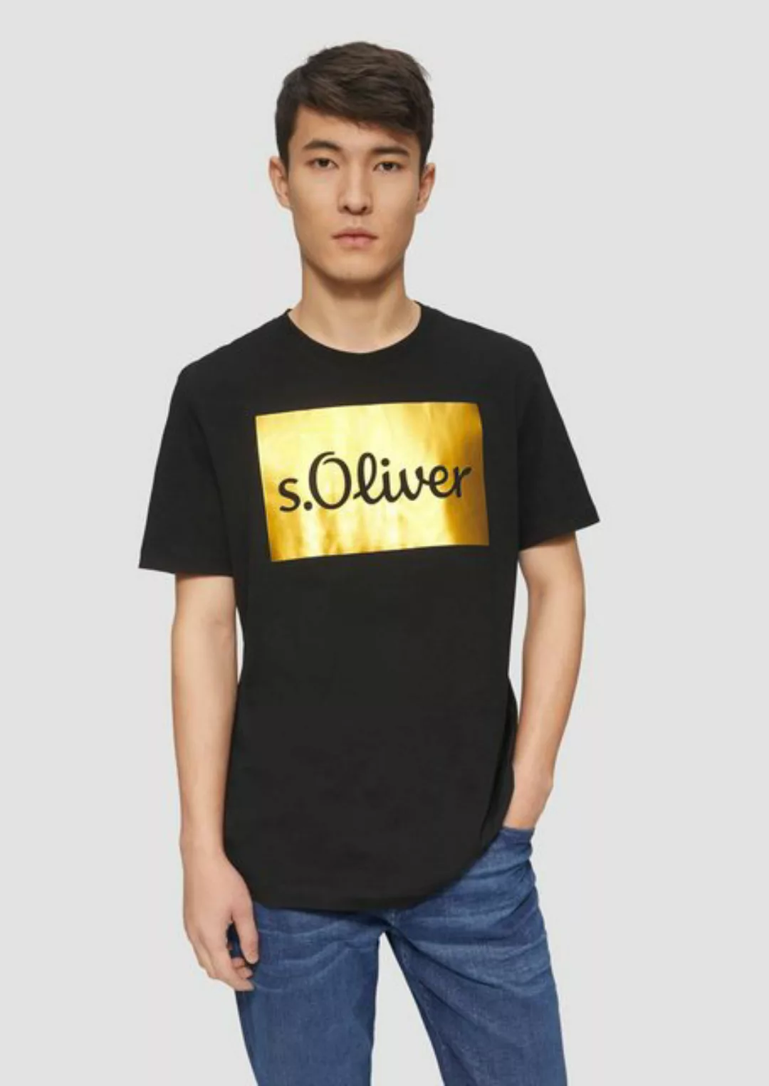 s.Oliver Kurzarmshirt T-Shirt mit Gold- oder Silber-Print Artwork günstig online kaufen