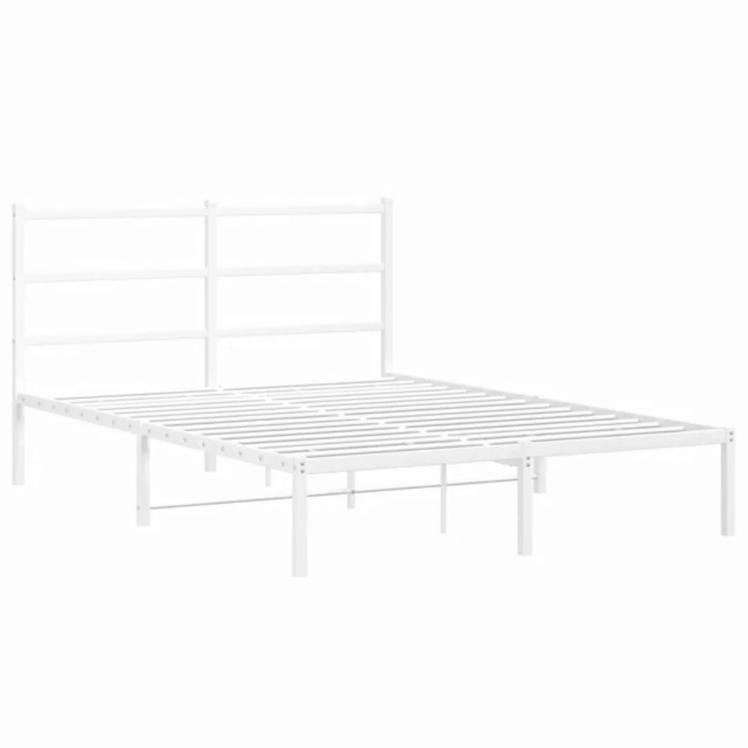 furnicato Bettgestell mit Kopfteil Metall Weiß 140x190 cm (1-tlg) günstig online kaufen