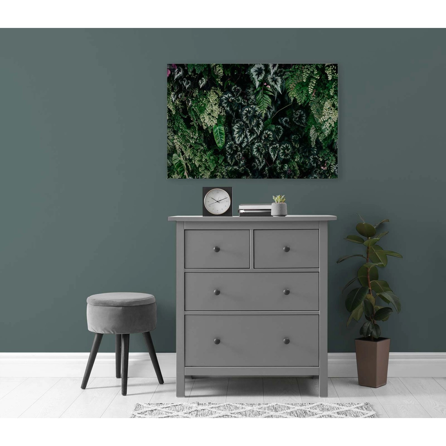 Bricoflor Bild Auf Leinwand Blätter Motiv Dunkelgrün Dschungel Wandbild 90 günstig online kaufen