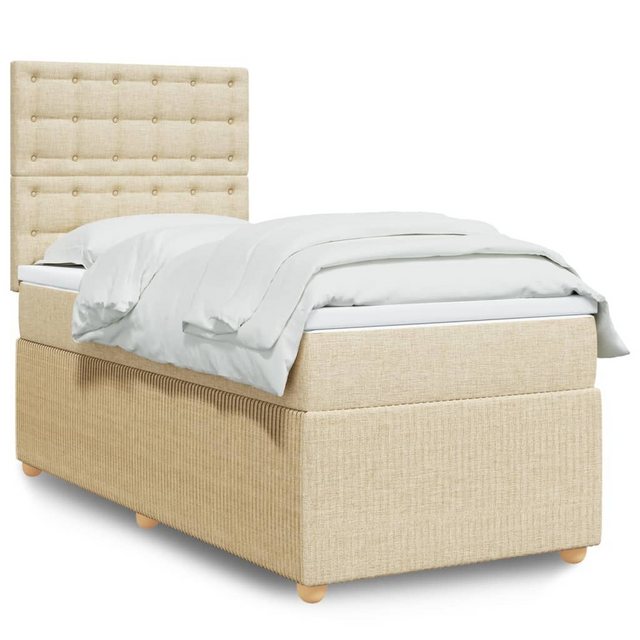 vidaXL Boxspringbett, Boxspringbett mit Matratze Creme 100x200 cm Stoff günstig online kaufen