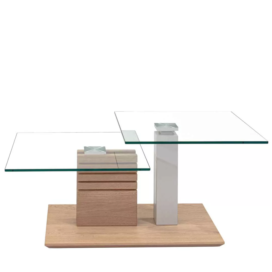 Design Wohnzimmertisch mit zwei Glasplatten höhenverstellbar günstig online kaufen