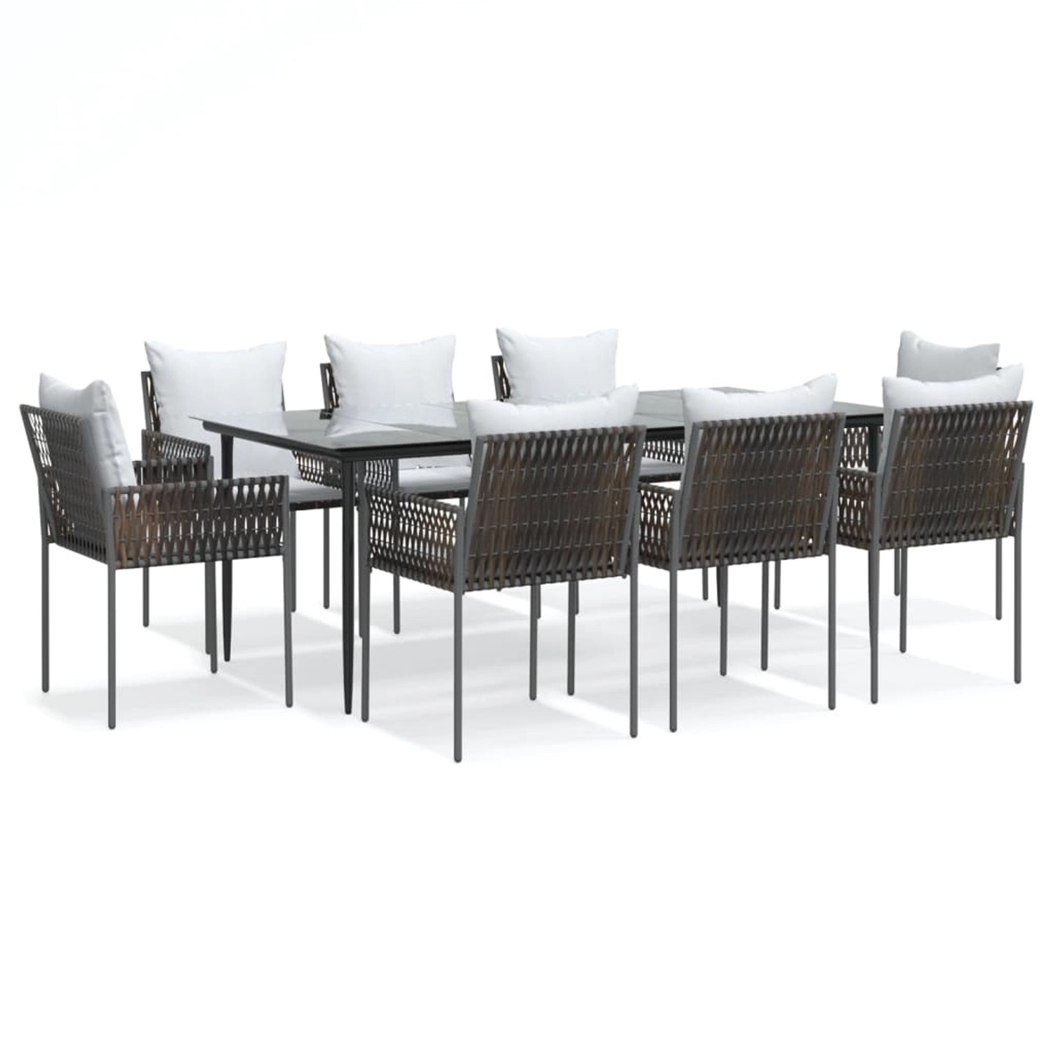 vidaXL 9-Tlg Garten-Essgruppe mit Kissen Poly Rattan und Stahl 3187062 günstig online kaufen