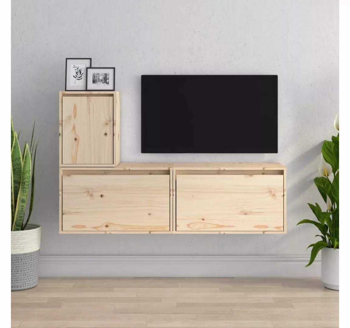 vidaXL TV-Schrank TV-Schränke 3 Stk Massivholz Kiefer Lowboard Lowboard günstig online kaufen