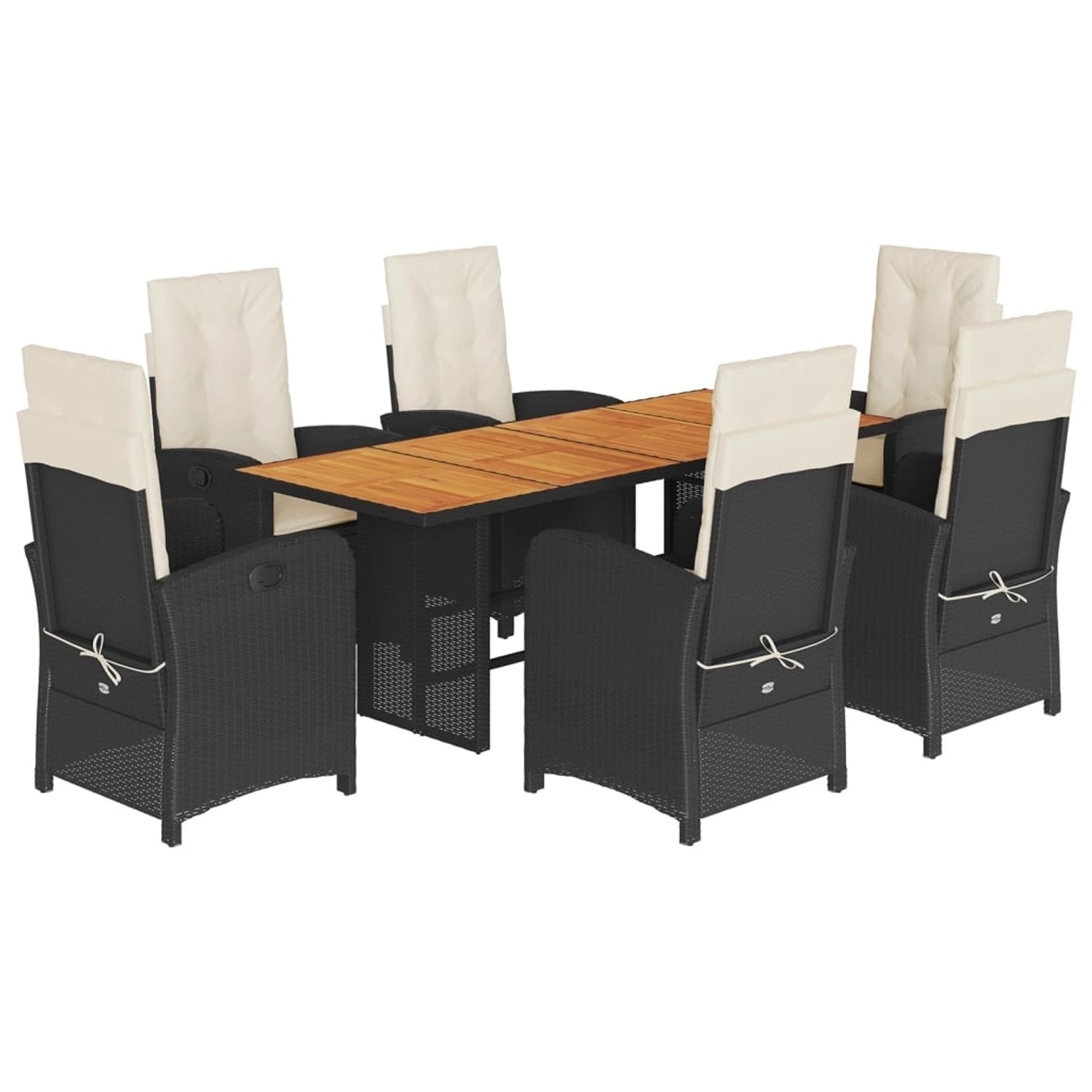 vidaXL 7-Tlg Garten-Essgruppe mit Kissen Schwarz Poly Rattan 3212272 günstig online kaufen