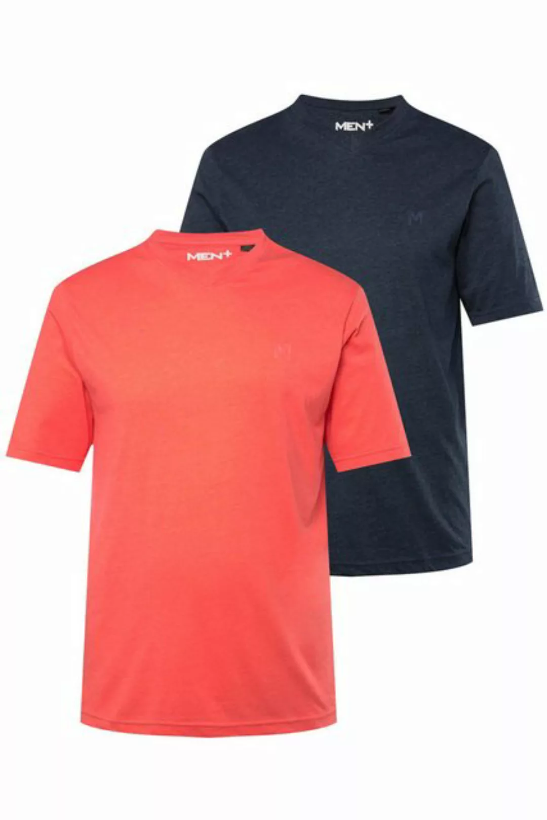 Men Plus T-Shirt Men+ T-Shirt Basic 2er-Pack Halbarm V-Ausschnitt günstig online kaufen