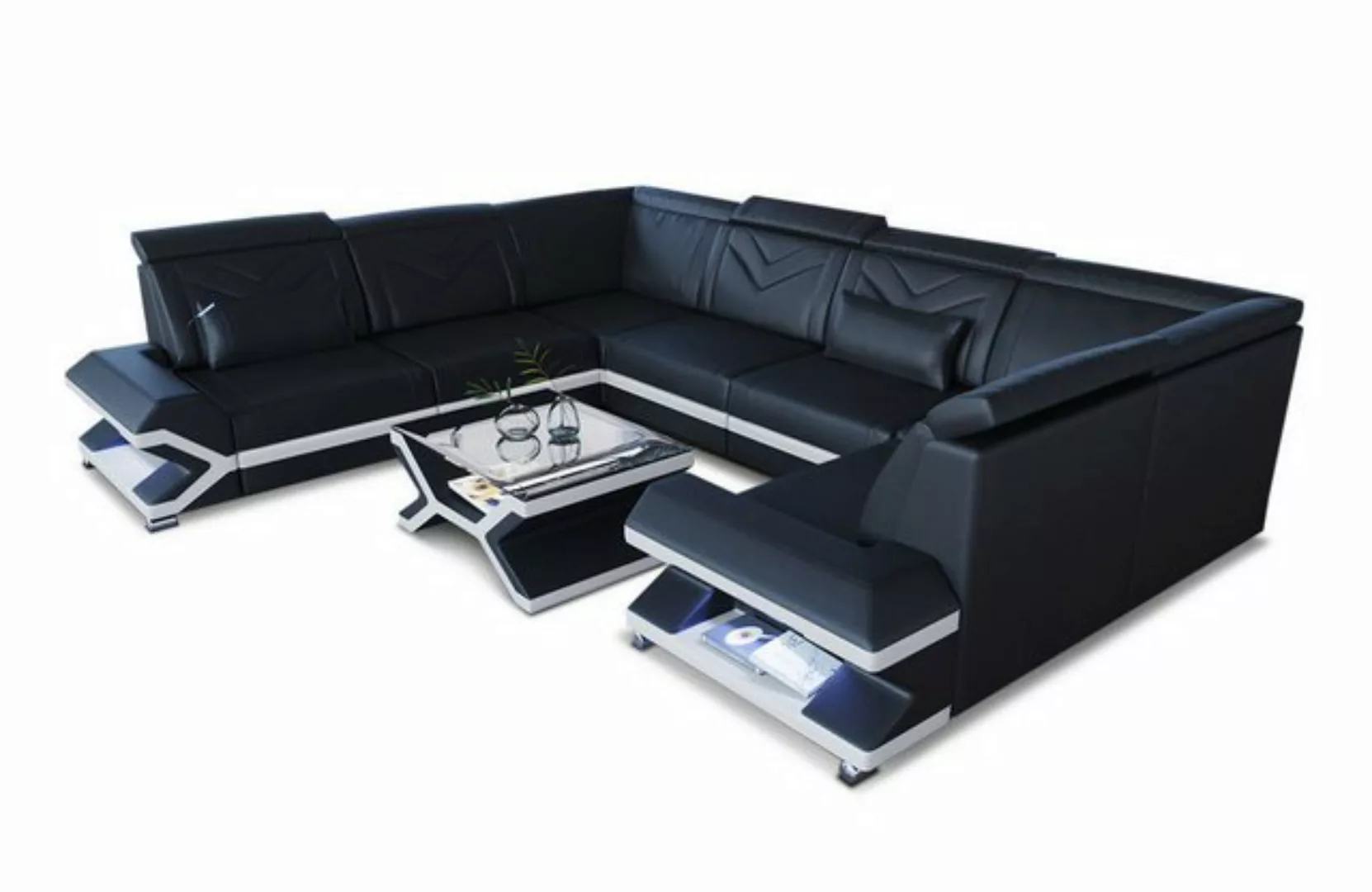 Sofa Dreams Wohnlandschaft Ledersofa Sorrento U Form Mini, Designersofa, So günstig online kaufen